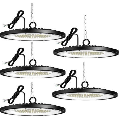 5 Stück 150 W UFO-LED-Leuchten Flutlicht, Innenstrahler 20000 lm 6500 K Kaltweiß, LED-Hochregalleuchte IP65 wasserdicht, Lobby-Lagerwerkstatt für Innenstadion, Parkhausbeleuchtung