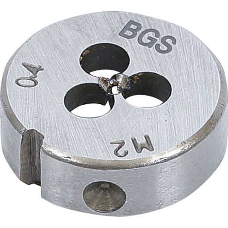Bgs Technic – Filière M2 x 0.4 x 25 – Filetage métrique pas standard – Ø extérieur 25.4 mm – Épaisseur 9 mm pour filetages propres