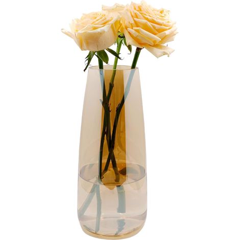 Vase en Verre pour Fleurs, Transparent, 22 CM Haut pour décoration de Table, Vases décoratifs pour Herbe de la Pampa, Tulipes, orchidées, Roses (Ambre) (1/5)