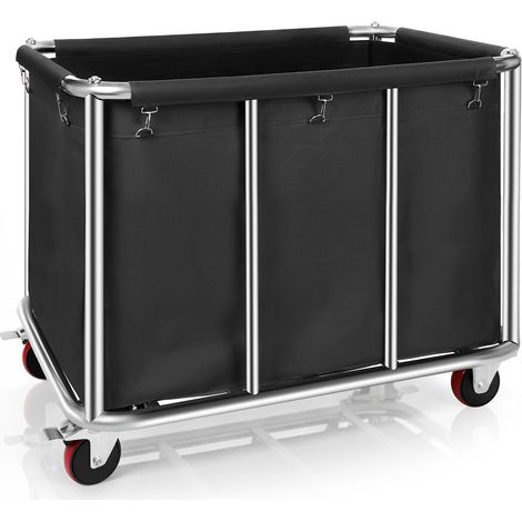 Grand Panier à linge 400L – avec roulettes – Sac intérieur amovible et 10 crochets– Dimensions 90 x 65 x 81.5cm - pour Hôtels, Hôpitaux et Blanchisseries (1/5)