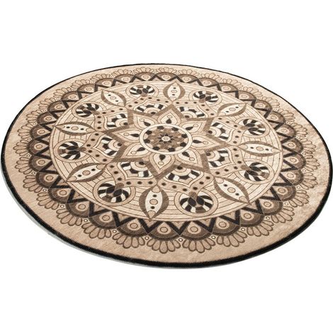 Alfombra de baño mandala crema y negro
