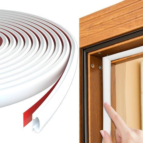 6M Joint Porte Fenetre Isolation Froid et Phonique,Joint De Porte D'Entrée Caoutchouc Autocollant,Forme D Caoutchouc Joint de Porte,pour Joint Porte Entree, Fenetre(Blanc) (1/4)