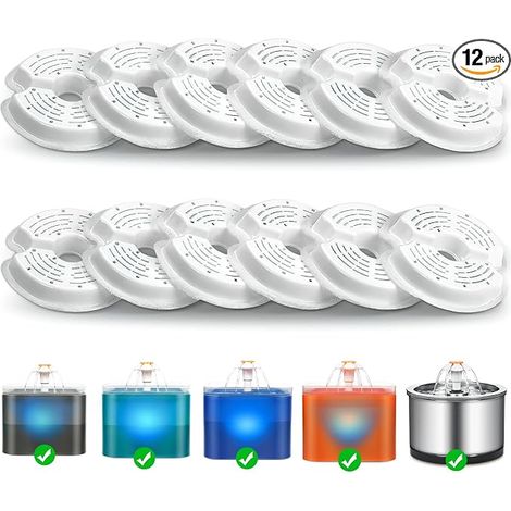 filtres pour fontaine à boire de 2,5 L en forme de fleur de chat, convient pour chat/chien, fontaines en acier inoxydable, triple filtre filtrant (1/5)