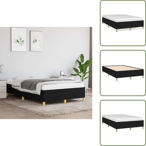 The Living Store Cadre de lit sans matelas noir 120x190 cm tissu - Cadre De Lit - Lit Double - Literie - Meuble Chambre - Design Moderne (1/5)