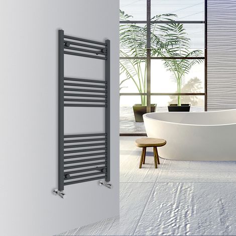 Warmehaus Straight Bathroom Heated Towel Rail Warmer Radiator Central Heating 1200x500mm Anthracite