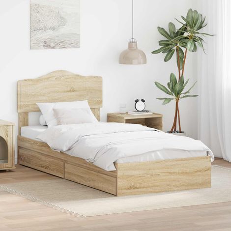 Aufbewahrungsbett Sonoma-Eiche 70 x 190 cm Holzwerkstoff