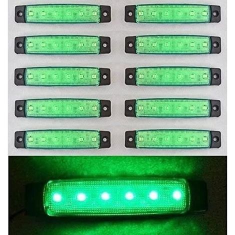 10x LED Côté Arrière Contour 24V Vert Marqueur Feux Pour Camion Remorque Caravane (1/3)