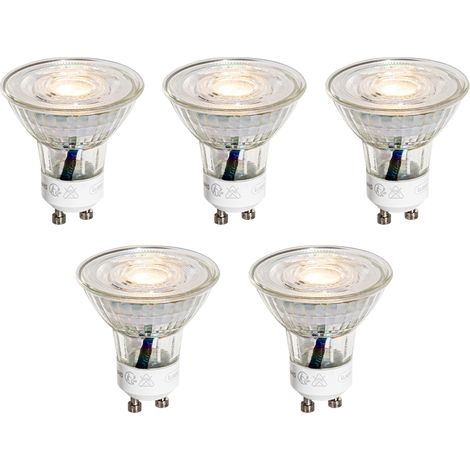 LUEDD Juego de 5 bombillas LED GU10 de 50 mm transparentes 3W 230 lm 2700K