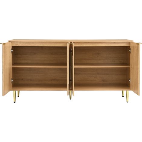 Buffet moderne en MDF naturel avec 4 portes et rangement 140x40x72 cm (1/5)