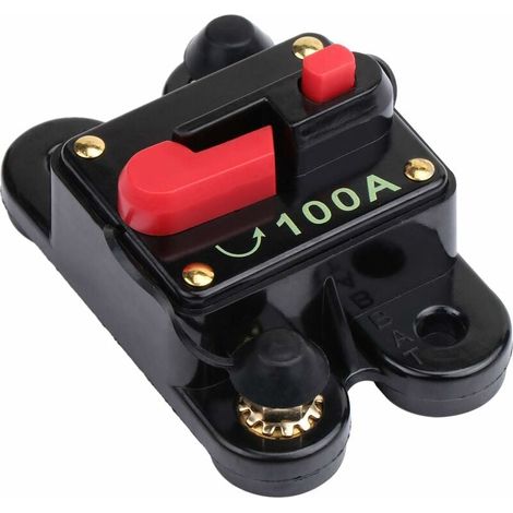 disjoncteur avec réinitialisation manuelle, 100A Porte-fusible Moteur de pêche à la traîne Auto Voiture Marine Bateau Vélo Stéréo Audio Inline Fusible Onduleur 12V-24V DC (100A) (1/4)