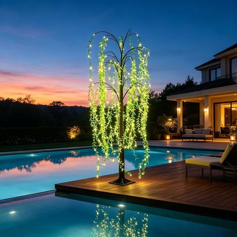 Lampe Arbre Lumineux sur Pied, Saule LED avec Branches Blanc Chaud, USB, 1,8 m, Décoration pour Salon, Chambre et Événements (1/5)