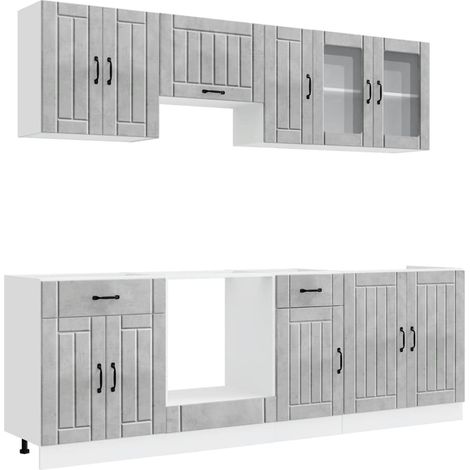 Maison Exclusive - Ensemble de 8 meubles de cuisine Lucca gris béton (1/5)