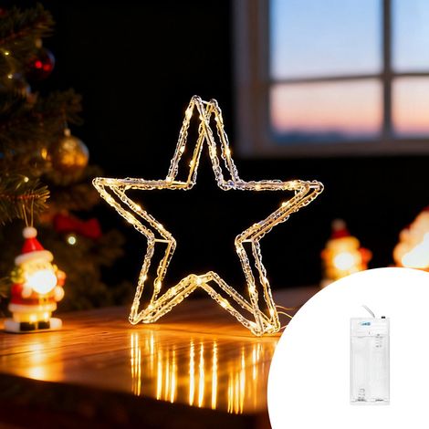 Stella luminosa 22cm 40 Led in metallo Bianco Caldo a batteria Wisdom (1/2)