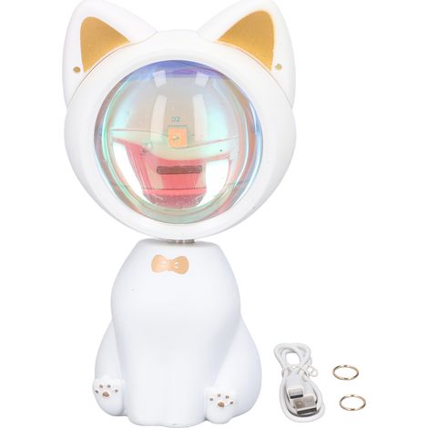 Lampe projecteur coucher de soleil chat blanc mignon 360° rotation recharge USB lampe solaire pour chambre fête (1/5)