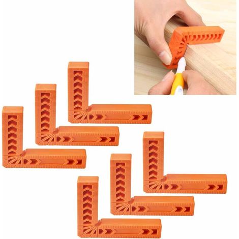 6 Pcs 100mm ABS Positioning Squares, 90 Degree Right Angle Clamps, Portable and Durable Positioning Squares for Boxes, Drawers, Cabinets, Frames, Furniture, Cupboards - Orange (1/5)