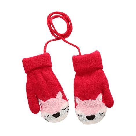 Moufles chaudes tricotées à bride arrière en forme de renard pour bébé (1/3)