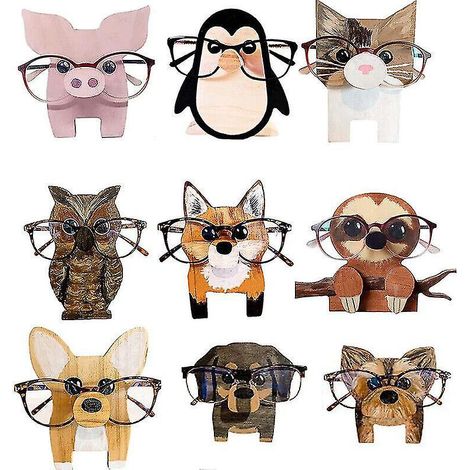 Kreativer Brillenhalter, Augenbrille, Tier-Sonnenbrille, stehende Eule aus Holz (1/5)