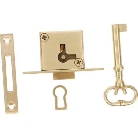 Petite serrure carrée en bronze à clé pour meubles, un ensemble (1/5)