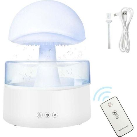 Mushroom Humidifier, 7 Night Light Colors, 500ml Cool Mist Ultrasonic Aromatherapy Essential Oil Diffuser with Remote Control, Rain Cloud Water Drip for Bedroom (1/5)