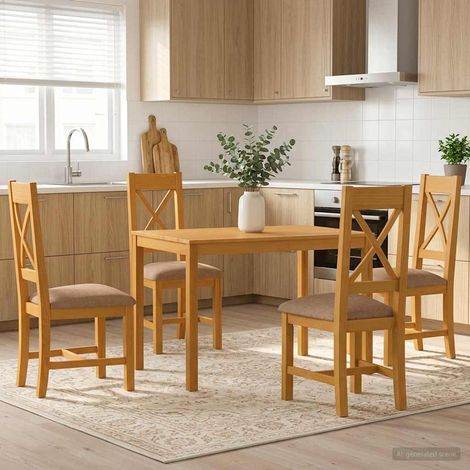 vidaXL Ensemble de salle à manger 5 pc Gris Bois de chêne massif (1/5)