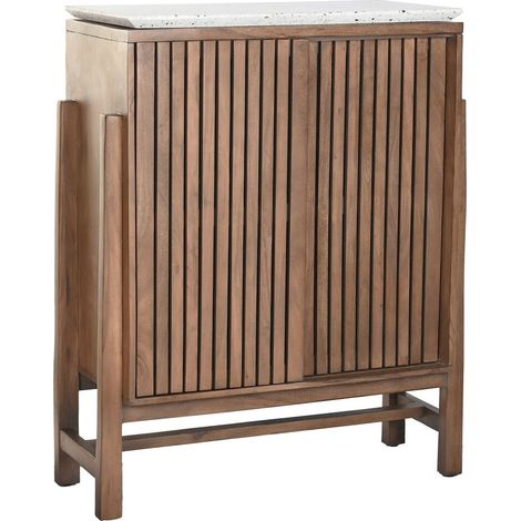 Buffet acacia terrazzo esprit oriental et design moderne - Bois naturel et terrazzo clair (1/5)
