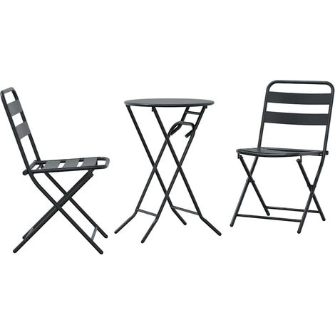 Maison Exclusive - Juego Bistro de Jardín 3 pcs Antracita Acero