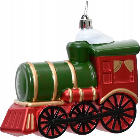 Boule de Noël en plastique, forme de petit train, 13 x 10 cm, 1 pièce