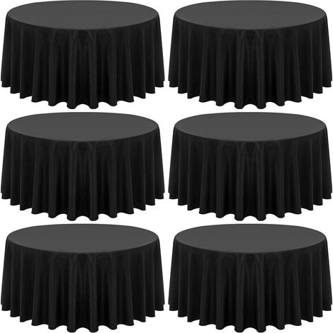 Lot de 6 sets de table ronds Noir Rayures 228 cm Lavable & Infroissable Polyester