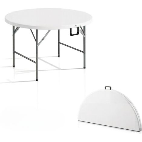 Runder klappbarer Outdoor-Tisch aus HDPE und Stahl, Ø122 cm (1/4)