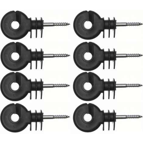 Cyclingcolors – Isolateur clôture électrique 8x 6x40mm noir à visser – Pour piquets bois – Corde bétail, chèvre, poule, chevaux, chien (1/2)