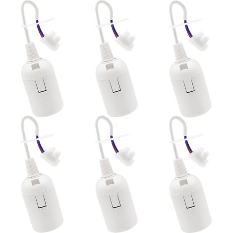 6 PCS Douille de Lampe E27 Support d'ampoule E27 rénovation Douille Blanc Douille de Bâtiment avec Câble Douille de Chantier 4A 250V Base de Lumière Douille de Suspension (max.60W) (1/5)
