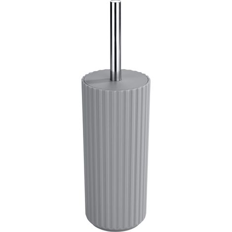 Brosse WC gris - Porte-brosse WC fermé, Polypropylène, 10 x 34 x 10 cm, Gris (1/2)