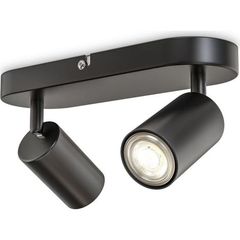 B.K.Licht I spot plafond I plafonnier dinterieur 2 spots pivotants & orientables I GU10 I noir-mat I livré sans ampoules (1/5)