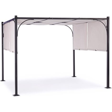 Moderner Gazebo für Garten und Veranda "Slide", Schiebe-Pergola Design -3 x 3 mt / Anthrazit (1/4)