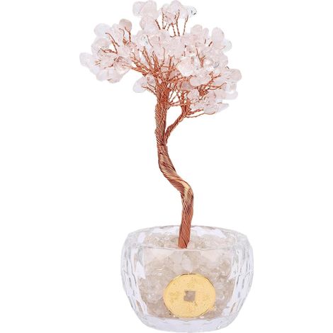 Arbre en Cristal Décoratif en Cristal, Arbre à Argent Feng Shui, Matériau en, 17 X 5,7 X 3,5 Cm, Accent d'affichage de Richesse pour Bureau, Maison, Salon, Bureau, Entreprise (White)