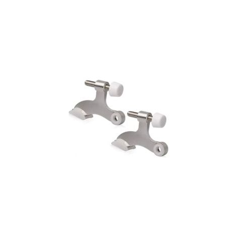 2 Pack Hinge Pin Door Stopper Brushed Satin Nickel - Adjustable Heavy Duty Hinge Pin Door Stop with White Rubber Bumper Tips (1/3)