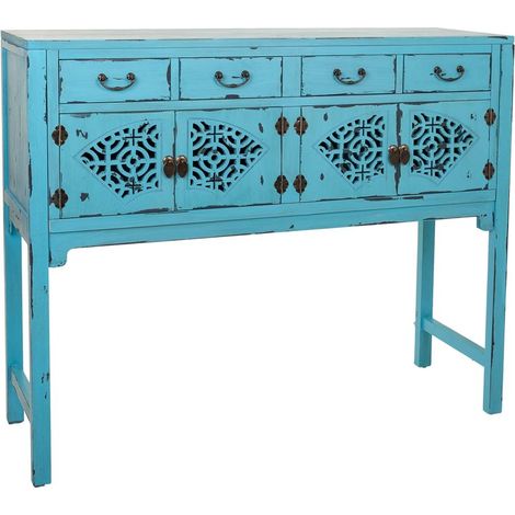 Recibidor de madera azul 120x40x102