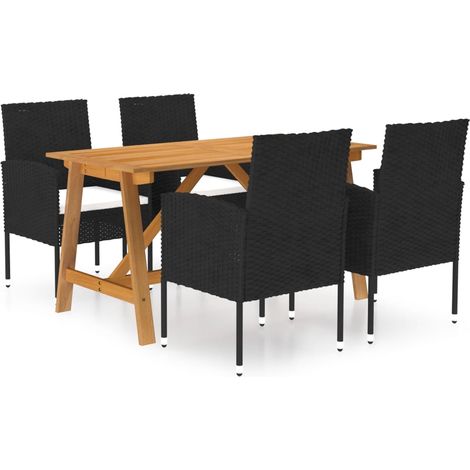 Juego de comedor para jardín de 5 piezas negro vidaXL (1/5)