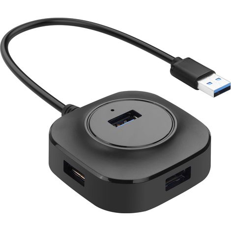 Répartiteur d'extension USB multi-ports avec câble - Hub USB 3.0 à 4 ports pour souris, clavier, disque U, ordinateur portable, PC (0,3 m) (1/5)