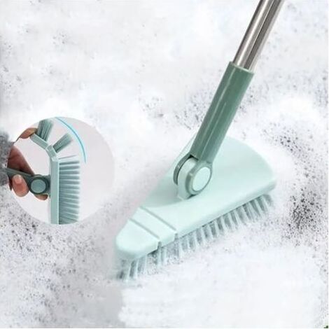 Brosse à récurer les sols, douche, nettoyage de la baignoire et des carreaux, brosse à Long manche, poils rigides pour le nettoyage bleu (1/4)