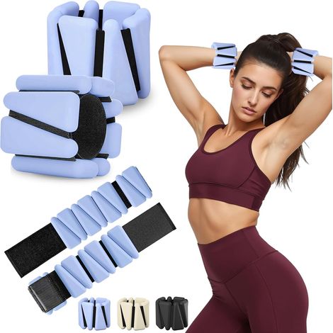 Lot de 2 poids de cheville réglables pour homme et femme (0,5 kg chacun), poids pour jambes/bras, poignet et cheville pour yoga, pilates, course à pied, fitness, physiothérapie (1/5)