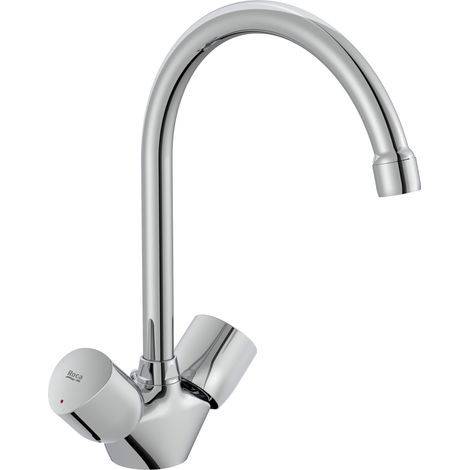 Grifo bimando de cocina con caño curvo giratorio BRAVA - ROCA