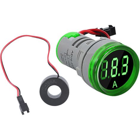 Ampèremètre numérique à affichage LED 0-100 A, calibre 22 mm, testeur d'ampères, applications, vert (1/5)
