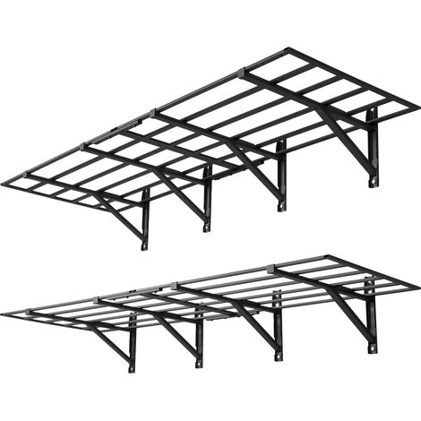 Étagère Murale Garage 2 Niveaux Étagère Rangement Murale Garage 183,2x63,5x30,5 cm pour Garages, Buanderies, Ateliers, Cuisine, en Acier, Charge 362 kg par Niveau, Charge Totale 725 kg, Noir (1/5)