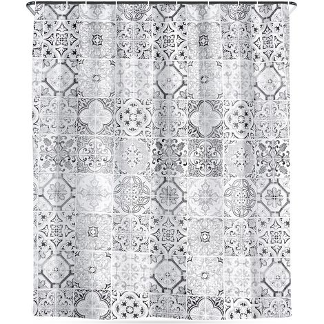 Cortina de ducha para bañera con ganchos, 180x180 cm (1/5)