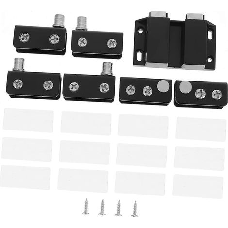Ensemble de charnières de porte en verre, pinces de fixation pour armoire, acier noir, double pivot en acier (1/5)