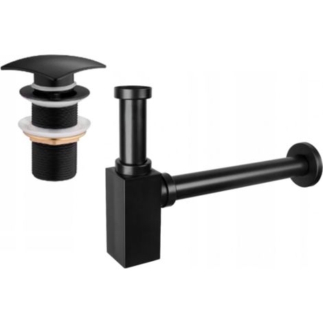 Mexen semisifone per lavandino quadrato con tappo clic-clac, senza troppo pieno, nero - 7991660-70 (1/3)