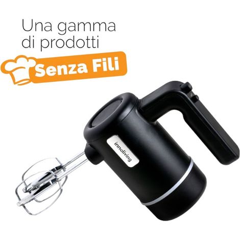 Sbattitore elettrico senza fili ricaricabile con 3 velocità e fruste in acciaio
