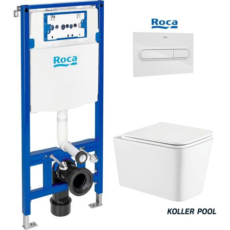Bâti-support ROCA Duplo One pack réservoir encastrable et plaque PL1 Blanc Brillant avec WC suspendu TREND Blanc Vortex par KP (1/5)