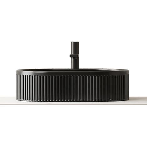 Lavabo de 49 cm con patrón a rayas, sin grifo, negro (1/4)